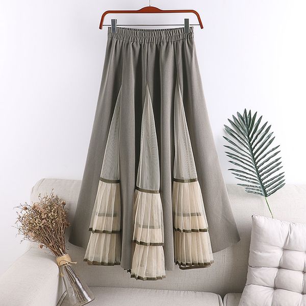 skirts autumn winter new high waist slim mid-length pleated mesh stitching irregular large fashion female kufl, Black
skirts autumn winter new high waist slim mid-length pleated mesh stitching irregular large fashion female kufl, Black