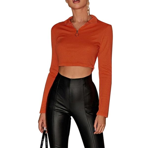 women t-shirt front zipper full length regular sleeve turtleneck solid color exposed navel slim fitting crop 210522, White
women t-shirt front zipper full length regular sleeve turtleneck solid color exposed navel slim fitting crop 210522, White