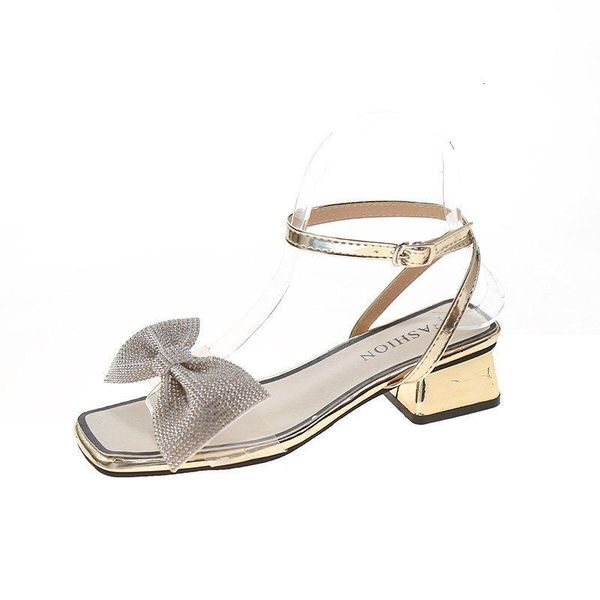 sandals all-match buckle strap bow shoes large size clear heels summer luxury med suit female beige big fashion comfort u5lq, Black