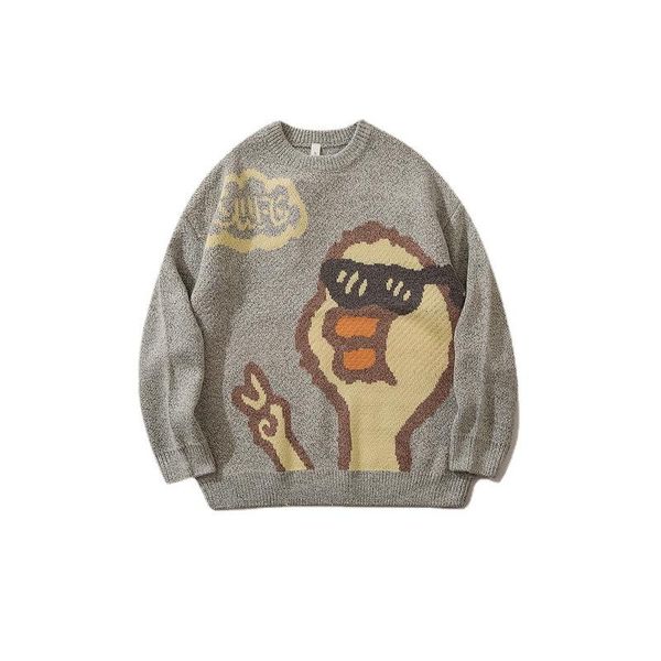 men's sweaters 2012 cute cartoon duck print winter gray harajuku men knitted sweater retro women pullovers korean fashion clothing pull, White;black
men's sweaters 2012 cute cartoon duck print winter gray harajuku men knitted sweater retro women pullovers korean fashion clothing pull, White;black