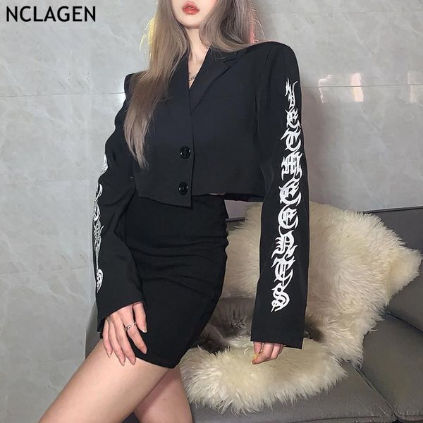 women's suits & blazers nclagen fashion embroidery long sleeve loose casual blazer women notched collar streetwear blusas female gothic, White;black
women's suits & blazers nclagen fashion embroidery long sleeve loose casual blazer women notched collar streetwear blusas female gothic, White;black