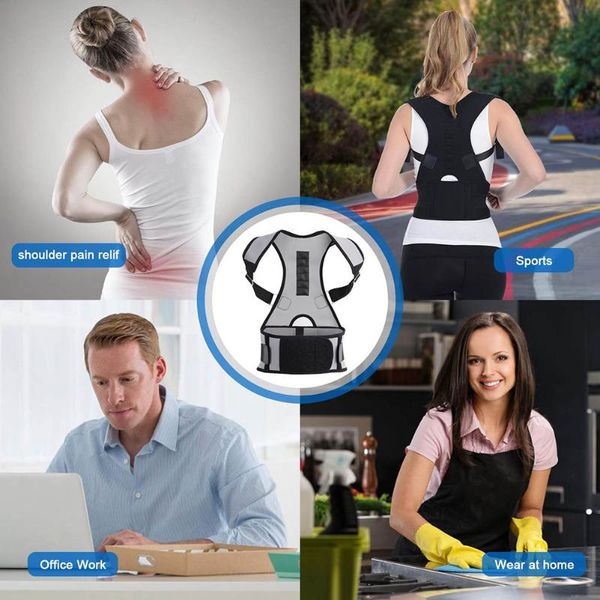 back brace posture corrector belt lumbar supports adjustable breathable for women men ed- support, Black;blue
back brace posture corrector belt lumbar supports adjustable breathable for women men ed- support, Black;blue