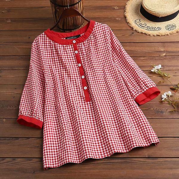 women's blouses & shirts check blouse vintage summer casual half sleeve female o neck blusas plus size tunic plaid chemise 5xl, White
women's blouses & shirts check blouse vintage summer casual half sleeve female o neck blusas plus size tunic plaid chemise 5xl, White