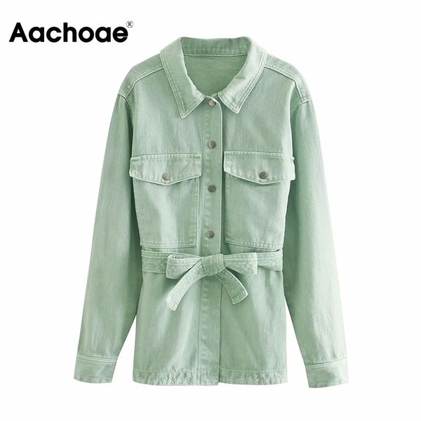 aachoae women fashion green jeans jacket with belt loose long sleeve denim jackets turn down collar streetwear pockets coat 210413, Black;brown
aachoae women fashion green jeans jacket with belt loose long sleeve denim jackets turn down collar streetwear pockets coat 210413, Black;brown