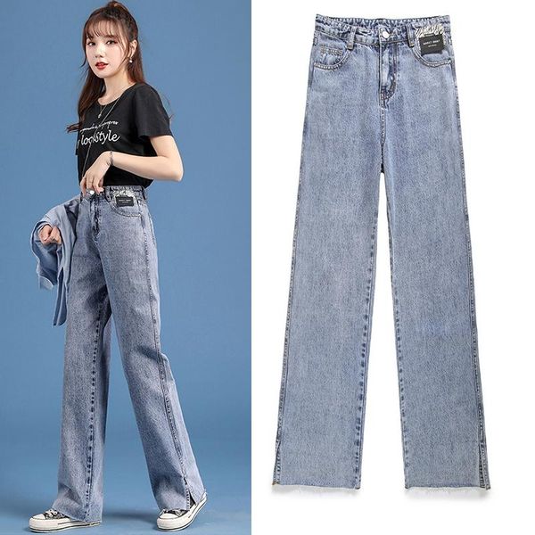 women's jeans split trousers wide-leg women spring/summer 2021 loose high-waisted slim straight-leg, Blue
women's jeans split trousers wide-leg women spring/summer 2021 loose high-waisted slim straight-leg, Blue