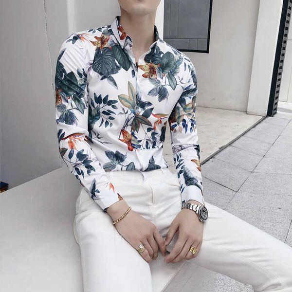 brand streetwear hawaiian shirt men long sleeve slim fit mens shirts camisa social masculina floral print casual shirts 210527, White;black
brand streetwear hawaiian shirt men long sleeve slim fit mens shirts camisa social masculina floral print casual shirts 210527, White;black