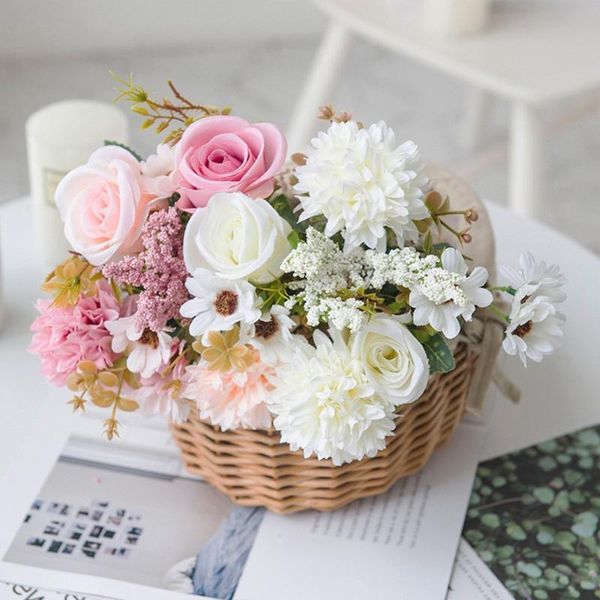 decorative flowers & wreaths artificial bouquet roses daisy hydrangea silk fake flower wedding bride holding decoration home living room dec
decorative flowers & wreaths artificial bouquet roses daisy hydrangea silk fake flower wedding bride holding decoration home living room dec