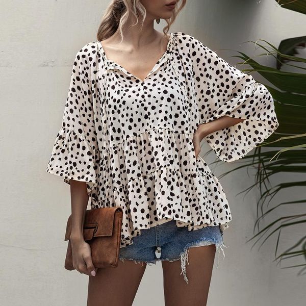women's blouses & shirts blouse women polka dot summer autumn ruffle casual ladies boho chemisier femme v neck loose shirt d30, White
women's blouses & shirts blouse women polka dot summer autumn ruffle casual ladies boho chemisier femme v neck loose shirt d30, White
