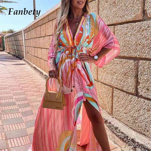 elegant deep v neck printing hem maxi dresses women casual button elastic waist long party dress summer loose slit beach dress 210915, Black;gray
elegant deep v neck printing hem maxi dresses women casual button elastic waist long party dress summer loose slit beach dress 210915, Black;gray