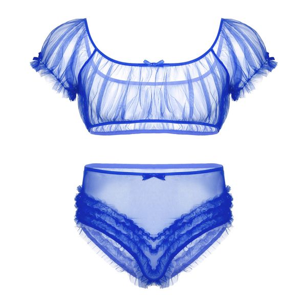 Mens Sissy Crossdresser See Through Sheer Mesh Erotic Lingerie Set Off Shoulder Crop Top with High Waist Frilly Ruffle Underwear, Black;white
Mens Sissy Crossdresser See Through Sheer Mesh Erotic Lingerie Set Off Shoulder Crop Top with High Waist Frilly Ruffle Underwear, Black;white