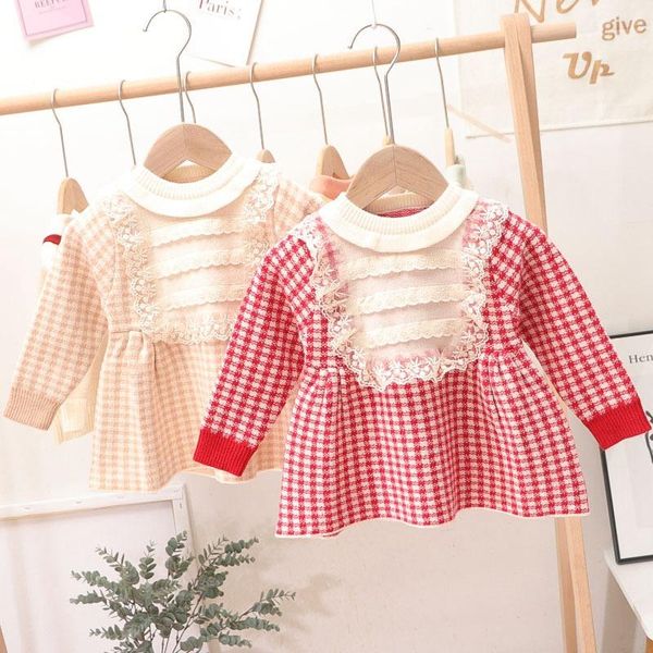 girl's dresses sweet autumn girls princess knitwear lace dress kids children baby infants long sleeve knitted plaided vestidos s12925, Red;yellow
girl's dresses sweet autumn girls princess knitwear lace dress kids children baby infants long sleeve knitted plaided vestidos s12925, Red;yellow