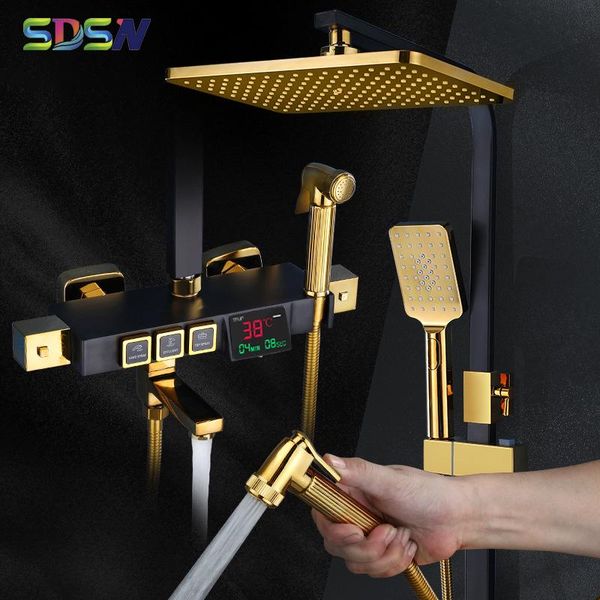 thermostatic shower set , black gold digital bathroom faucets with 10 inch rainfall head, sets
thermostatic shower set , black gold digital bathroom faucets with 10 inch rainfall head, sets