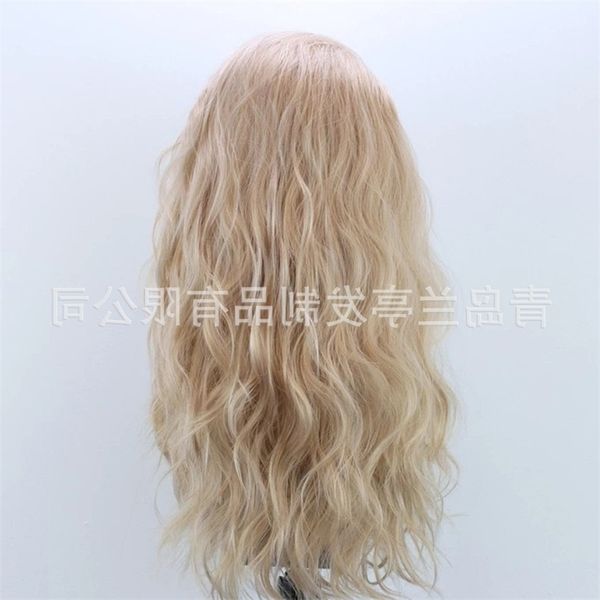 hair women's long curly flax color chemical fiber full mechanism wig head cover, Black 
hair women's long curly flax color chemical fiber full mechanism wig head cover, Black