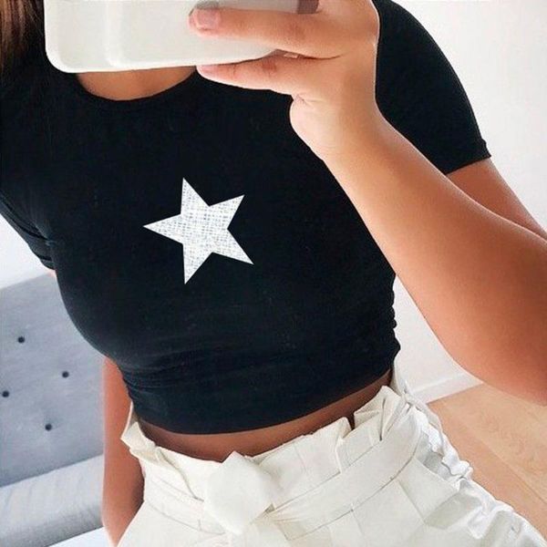 women's blouses & shirts fashion star print slim blouse o-neck crop tee casual 2021 summer ladies female women short sleeve bl, White
women's blouses & shirts fashion star print slim blouse o-neck crop tee casual 2021 summer ladies female women short sleeve bl, White