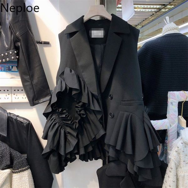 neploe women vest irregular ruffle patchwork outerwear loose fashion black blazer tank elegant temperament sleeveless ladies 210422, Black;white
neploe women vest irregular ruffle patchwork outerwear loose fashion black blazer tank elegant temperament sleeveless ladies 210422, Black;white