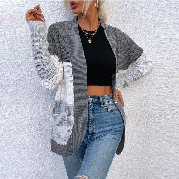 women's knits & tees women sweater casual loose long-sleeved cardigan coat fashion with big pocket 2021 autumn stitching warm, White
women's knits & tees women sweater casual loose long-sleeved cardigan coat fashion with big pocket 2021 autumn stitching warm, White