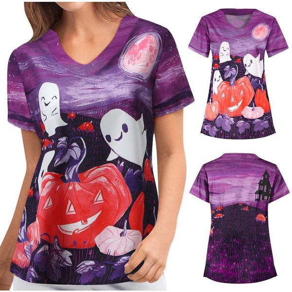 women's t-shirt halloween women summer t-shirts short sleeve v-neck pumpkin pattern casual tee nursing worker uniform loose shirts #p1, White
women's t-shirt halloween women summer t-shirts short sleeve v-neck pumpkin pattern casual tee nursing worker uniform loose shirts #p1, White