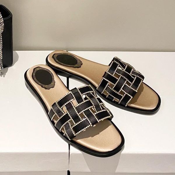 slippers summer fashion rhinestone flat shoe brand designer ladies outer wear casual flip flops hollow sandals women slides, Black
slippers summer fashion rhinestone flat shoe brand designer ladies outer wear casual flip flops hollow sandals women slides, Black