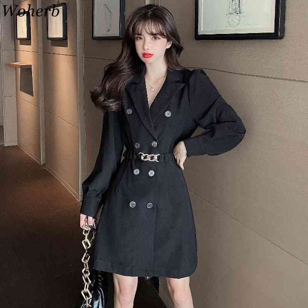 temperament woman dress double-breasted office lady vestidos mujer with belt slim waist korean fashion elegant dresses 210417, Black;gray
temperament woman dress double-breasted office lady vestidos mujer with belt slim waist korean fashion elegant dresses 210417, Black;gray
