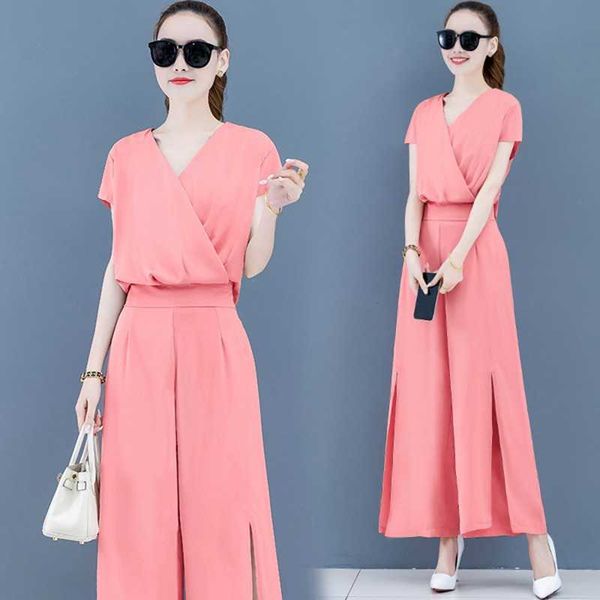 summer temperament women chiffon suit 2 pieces sets short sleeve solid + wide leg trousers pants suits 210531, White
summer temperament women chiffon suit 2 pieces sets short sleeve solid + wide leg trousers pants suits 210531, White