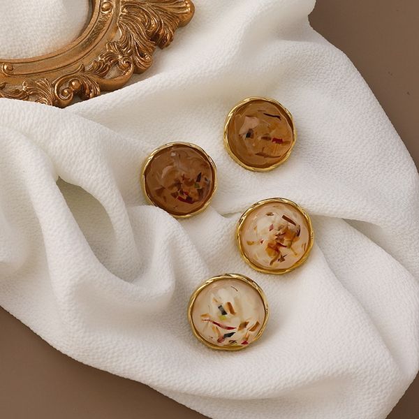 women small stud round button shape earring vintage white and brown colors earrings jewelry for wedding party, Golden;silver
women small stud round button shape earring vintage white and brown colors earrings jewelry for wedding party, Golden;silver