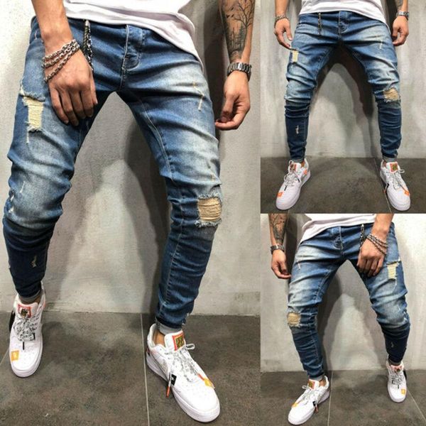 men's pants vintage men stretch ripped frayed slim skinny biker denim jeans trousers, Black
men's pants vintage men stretch ripped frayed slim skinny biker denim jeans trousers, Black