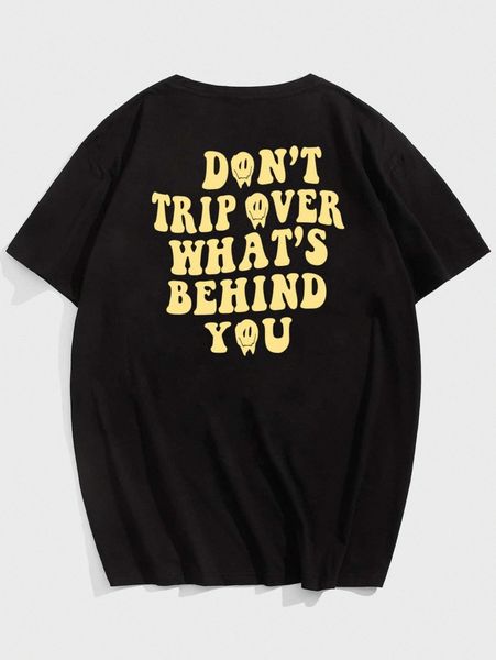 romwe guys slogan graphic tee p83m#, White;black