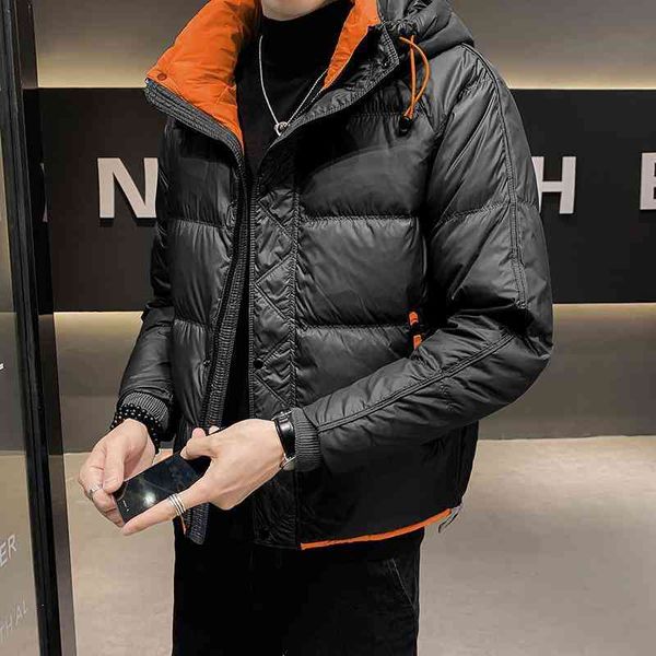 men's new 2021 winter fashion short thick warm overcoats male white duck down hooded coats men long sleeve slim jackets w831, Black
men's new 2021 winter fashion short thick warm overcoats male white duck down hooded coats men long sleeve slim jackets w831, Black