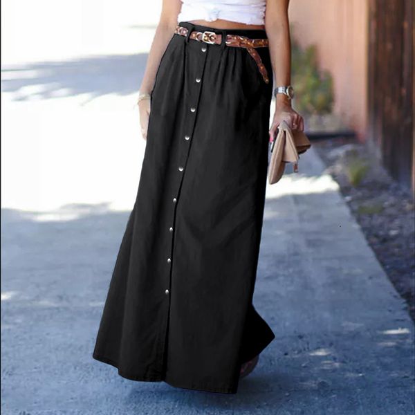 skirts summer fashion maxi long women denim buttons casual pockets skirt solid female jupe oversized x54o, Black
skirts summer fashion maxi long women denim buttons casual pockets skirt solid female jupe oversized x54o, Black