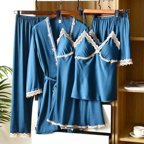 women's sleepwear satin sleep set 5pcs pajamas suit lady nightwear spring autumn women home clothing pyjamas lace patchwork p, Black;red
women's sleepwear satin sleep set 5pcs pajamas suit lady nightwear spring autumn women home clothing pyjamas lace patchwork p, Black;red
