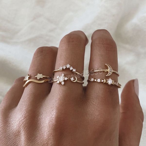 fashion vintage gold crystal star moon knuckle ring set for women bohemian geometric flower alloy charm ring jewelry gift, Silver
fashion vintage gold crystal star moon knuckle ring set for women bohemian geometric flower alloy charm ring jewelry gift, Silver