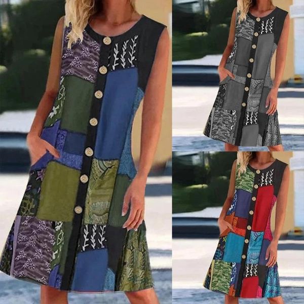 casual dresses fashion summer women o-neck sleeveless printed contrast pocket dress 2021 plus size beach vestidos party for robe, Black;gray
casual dresses fashion summer women o-neck sleeveless printed contrast pocket dress 2021 plus size beach vestidos party for robe, Black;gray
