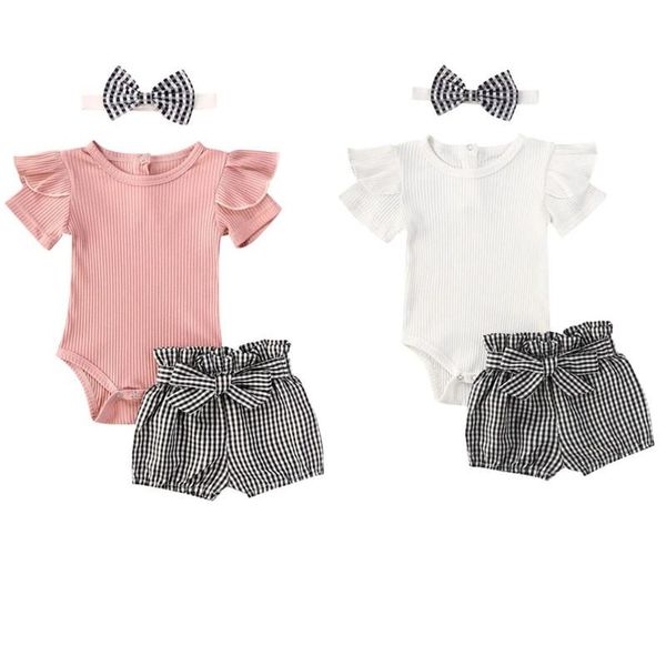 clothing sets born baby boys girls clothes 3pcs knit short sleeve ruffles romper plaid bow shorts headband, White
clothing sets born baby boys girls clothes 3pcs knit short sleeve ruffles romper plaid bow shorts headband, White