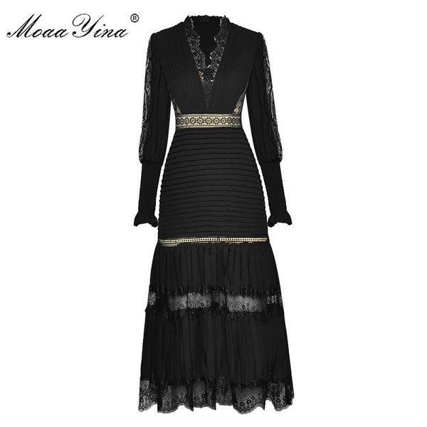 moaayina fashion designer dress spring women's v-neck lace lantern sleeve ruched slim elegant dresses casual, Black;gray
moaayina fashion designer dress spring women's v-neck lace lantern sleeve ruched slim elegant dresses casual, Black;gray