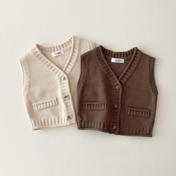 waistcoat 2021 v-neck baby knit vest solid color kids sleeveless knitted boys sweater infant cardigan autumn girls coat, Camo 
waistcoat 2021 v-neck baby knit vest solid color kids sleeveless knitted boys sweater infant cardigan autumn girls coat, Camo