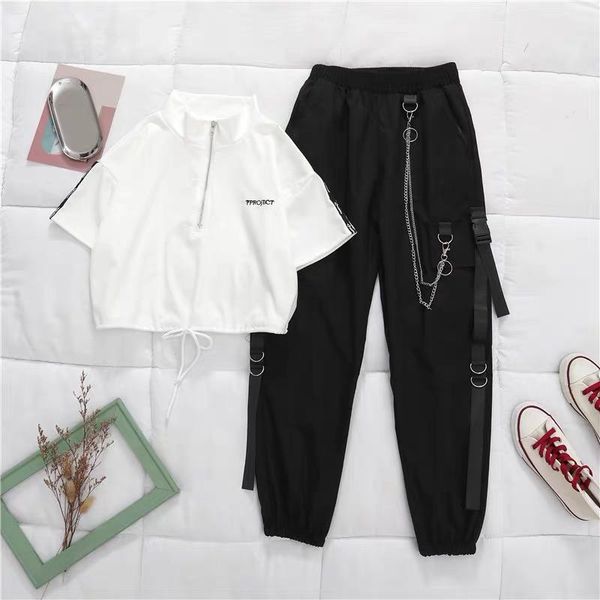 women's two piece pants 2021 summer cargo suit buckle chain ribbon pockets high waist elastic harajuku 2 pieces set trousers outfit #tz, White
women's two piece pants 2021 summer cargo suit buckle chain ribbon pockets high waist elastic harajuku 2 pieces set trousers outfit #tz, White