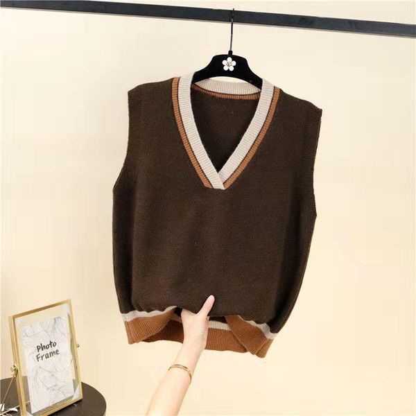 women's vests autumn sleeveless sweater women sweet solid color v neck knitted loose slim vest jumpers pull femme sweaters, Black;white
women's vests autumn sleeveless sweater women sweet solid color v neck knitted loose slim vest jumpers pull femme sweaters, Black;white