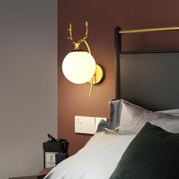 hardware lamp body nordic light luxury wall modern and simple creative antler bedroom bedside