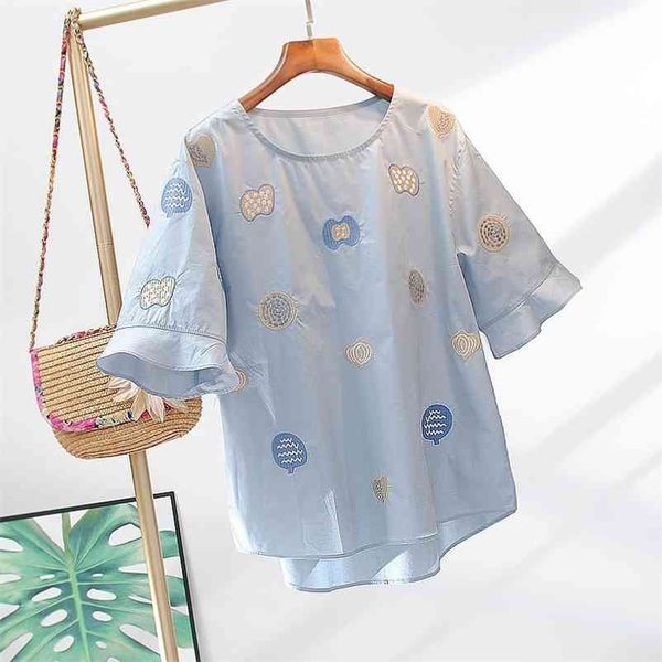 vanovich summer fashion women blouses half sleeve round collar embroidered casual korean style clothing 210615, White
vanovich summer fashion women blouses half sleeve round collar embroidered casual korean style clothing 210615, White