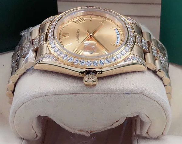 men's 41mm diamond inset outer ring, middle row diamond strap automatic motion mechanical watch, sapphire mirror calendar, Slivery;brown
men's 41mm diamond inset outer ring, middle row diamond strap automatic motion mechanical watch, sapphire mirror calendar, Slivery;brown