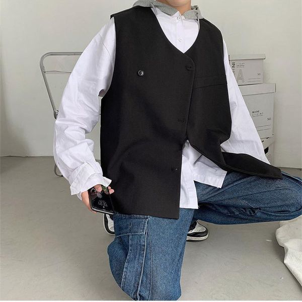 men's vests men solid color sleeveless streetwear button fashion leisure irregular waistcoat 2021 loose casual coats s-5xl, Black;white
men's vests men solid color sleeveless streetwear button fashion leisure irregular waistcoat 2021 loose casual coats s-5xl, Black;white