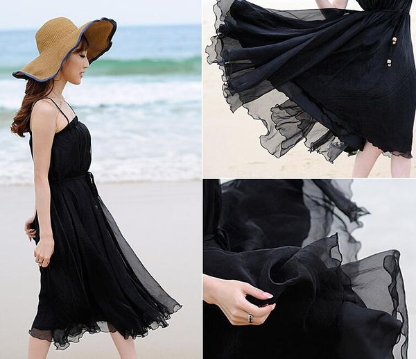 skirts fashion bohemian length for women simple beautiful floor skirt, Black 
skirts fashion bohemian length for women simple beautiful floor skirt, Black