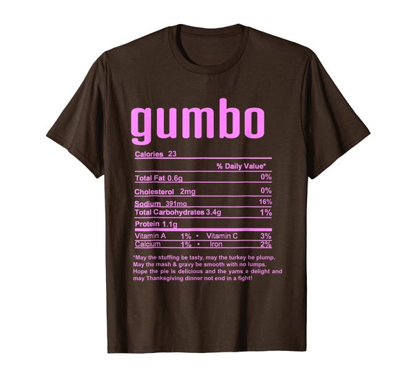 thanksgiving gumbo nutritional facts t-shirt, White;black