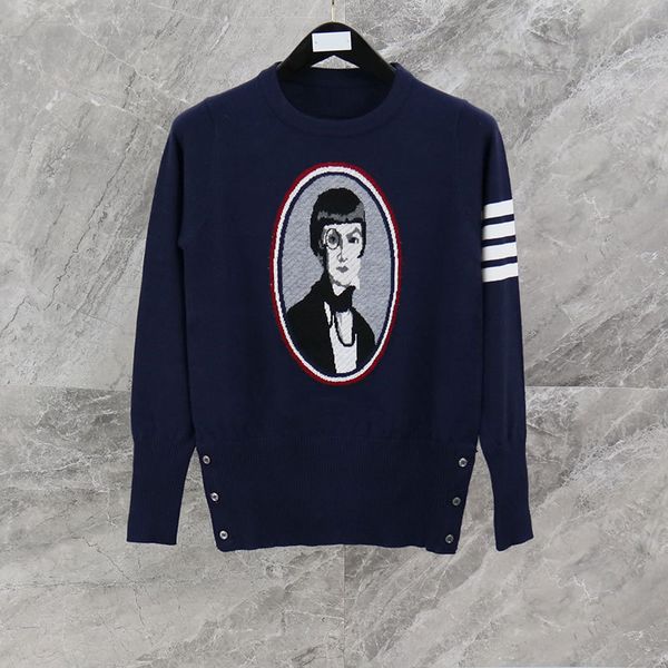 autumn 2019 tb inlaid round neck pullover long sleeve slim fit portrait sweater trend, White
autumn 2019 tb inlaid round neck pullover long sleeve slim fit portrait sweater trend, White