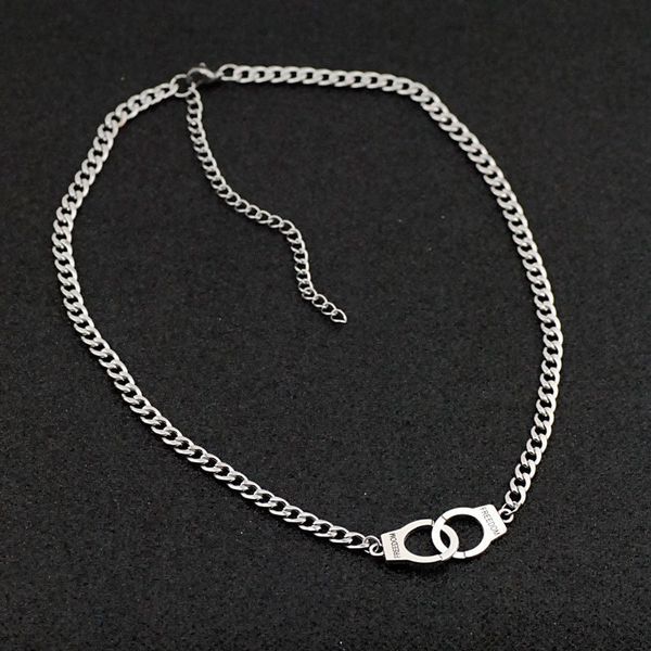 hip hop stainless steel for women short chain choker necklace dom handcuffs charm pendant collar jewelry, Silver
hip hop stainless steel for women short chain choker necklace dom handcuffs charm pendant collar jewelry, Silver