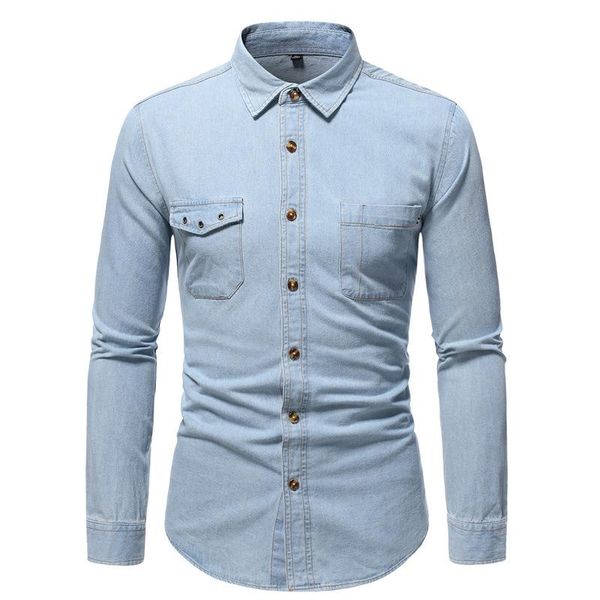 men's casual shirts denim shirt cotton slim solid color long-sleeved shirt/casual lapel single-breasted soft clothing, White;black
men's casual shirts denim shirt cotton slim solid color long-sleeved shirt/casual lapel single-breasted soft clothing, White;black