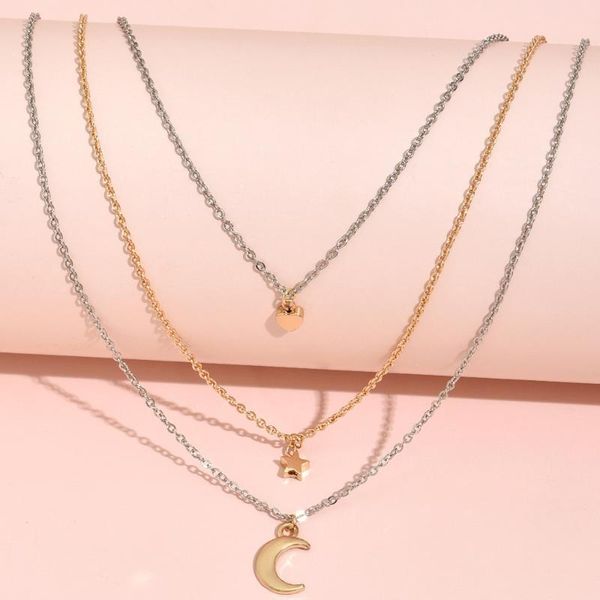 chains trendy simple love heart moon star pendant metal necklace for women girls party clavicle chain jewelry accessoreis, Silver
chains trendy simple love heart moon star pendant metal necklace for women girls party clavicle chain jewelry accessoreis, Silver