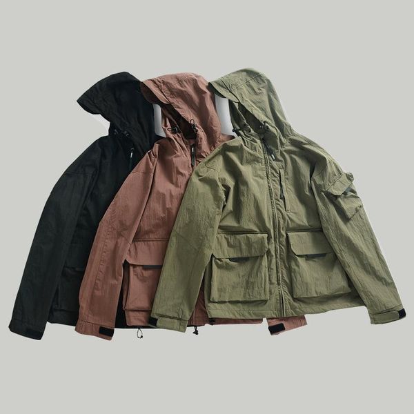 men's jackets esj25 spring cargo jacket hooded fashion brand outdoor sport hiking travel rain ultralight tactical windproof pocket coat, Black;brown
men's jackets esj25 spring cargo jacket hooded fashion brand outdoor sport hiking travel rain ultralight tactical windproof pocket coat, Black;brown