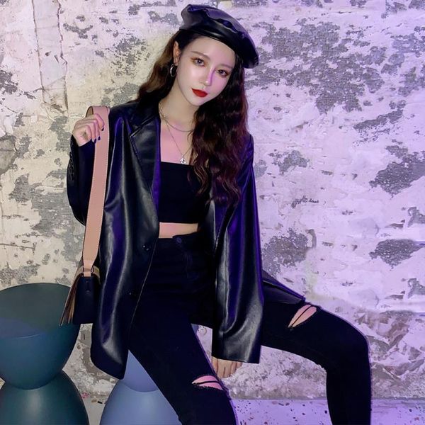 casual club leather moto jacket women loose vintage long sleeve outerwear coat fashion streetwear chic puspring 2021 women's & faux, Black
casual club leather moto jacket women loose vintage long sleeve outerwear coat fashion streetwear chic puspring 2021 women's & faux, Black