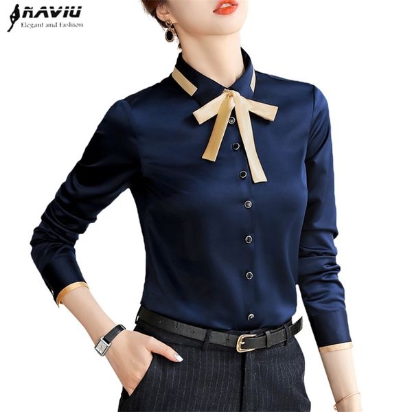 fashion women chiffon shirt spring formal elegant bow patchwork blouse office ladies work plus size navy blue white 210604
fashion women chiffon shirt spring formal elegant bow patchwork blouse office ladies work plus size navy blue white 210604